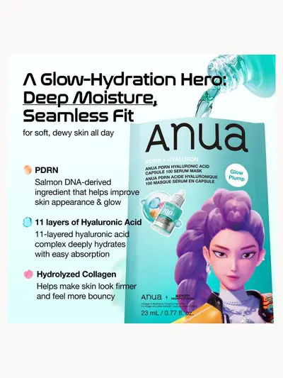 Anua KPop Demon Hunters PDRN Hyaluronic Acid Capsule 100 Serum Mask (10PCS) Anua — detalhe 4
