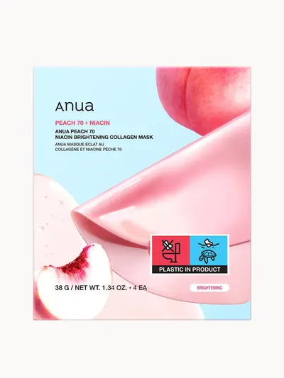 Anua Peach 70 Niacin Brightening Collagen Mask (4 Sheets) 38g Anua — textura e acabamento