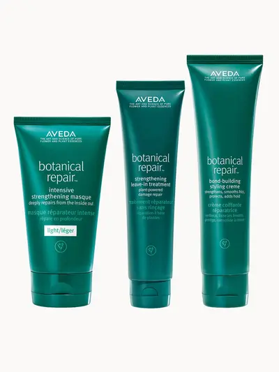 Aveda Botanical Repair Strengthening Mask, Leave-In Treatment & Styling Routine Bundle Aveda — embalagem e produto