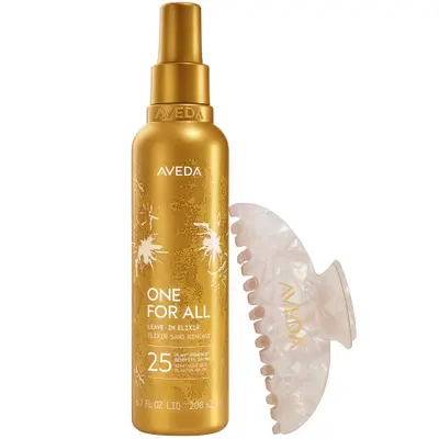 Aveda One For All Multi-Benefit Leave-In Treatment Elixir 200ml & Complimentary Hair Claw Clip Gift Aveda — textura e acabamento