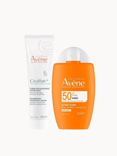 Avène Skin Barrier Care & SPF 50 Bundle For Sensitive Skin Avène — embalagem e produto