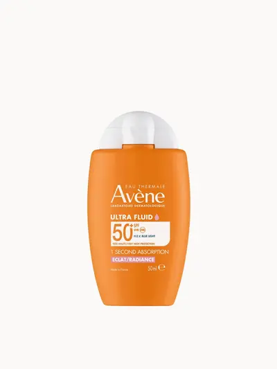 Avène Ultra Fluid Radiance SPF50+ for All Skin Types 50ml Avène — embalagem e produto