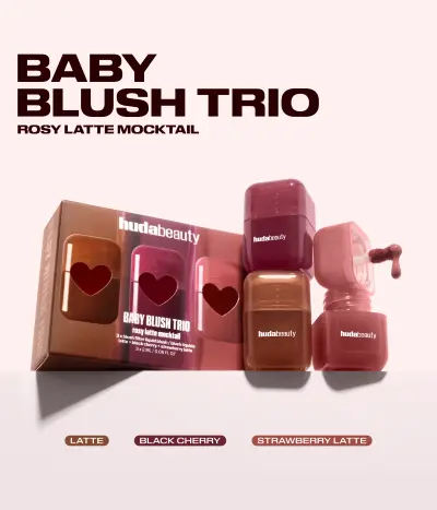 Baby Blush Mocktail Trio Huda Beauty — embalagem e produto