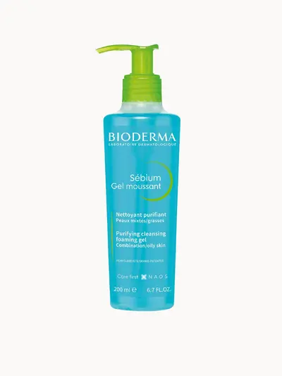 Bioderma Sebium Foaming Gel Cleanser Face Wash for Combination, Oily to Acne-prone skin 400ml Bioderma — embalagem e produto