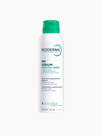 Bioderma Sebium Kerato+ Body Acne Spray for Body Spots, Redness and Post-Acne Marks 150ml Bioderma — textura e acabamento