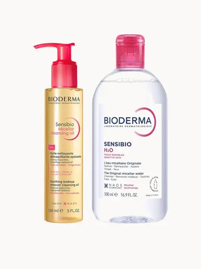 Bioderma Sensibio Soothing & Nourishing Double Cleansing Routine for Sensitive Skin — embalagem e produto