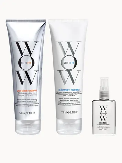 Color Wow Dream Clean Fine to Normal and Travel Dream Coat Supernatural Spray Trio Color Wow — embalagem e produto