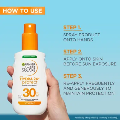 Garnier Ambre Solaire SPF 30 Hydra 24 Hour Protect Hydrating Sun Cream Spray With Vitamin E, 150ml Garnier — detalhe 6