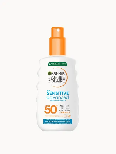 Garnier Ambre Solaire SPF 50+ Sensitive Advanced Sun Spray 150ml Garnier — embalagem e produto