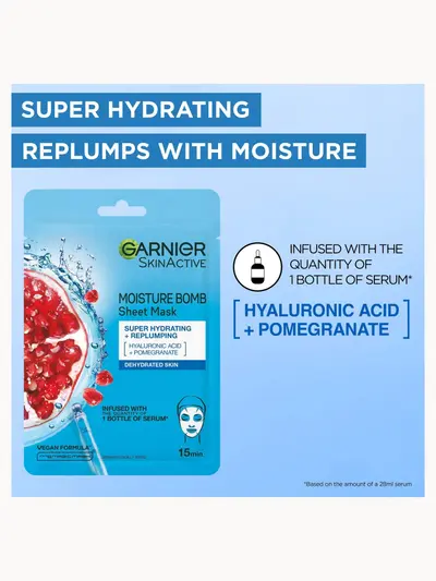 Garnier Moisture Bomb Pomegranate Hydrating Face Sheet Mask Garnier — detalhe 3