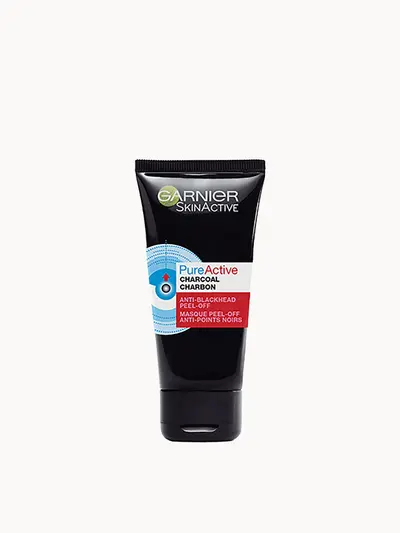 Garnier Pure Active Anti Blackhead Charcoal Mask Peel Off Garnier — embalagem e produto