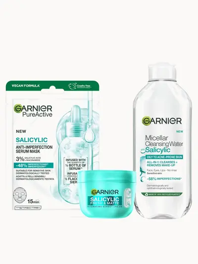 Garnier Salycilic Fresh & Matte 3-Step Bundle Garnier — textura e acabamento