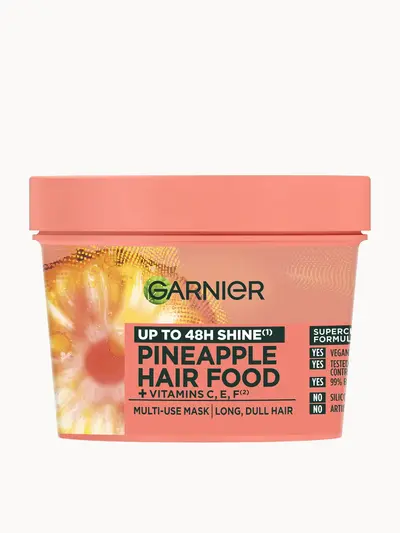 Garnier Ultimate Blends Glowing Lengths Pineapple and Amla Hair Food 3-in-1 Hair Mask Treatment 400ml Garnier — textura e acabamento