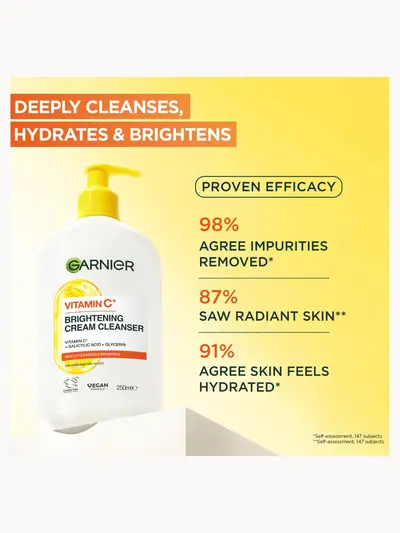 Garnier Vitamin C Brightening Cream Cleanser, Hydrates, Brightens & Cleanses, 250ml Garnier — detalhe 3