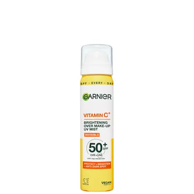 Garnier Vitamin C Brightening Over Make-Up UV Mist, Invisible Protection, SPF50+, 75ml Garnier — embalagem e produto
