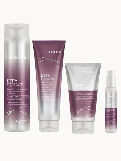 Joico Defy Damage Shampoo, Conditioner, Masque and Shield Set Joico — embalagem e produto
