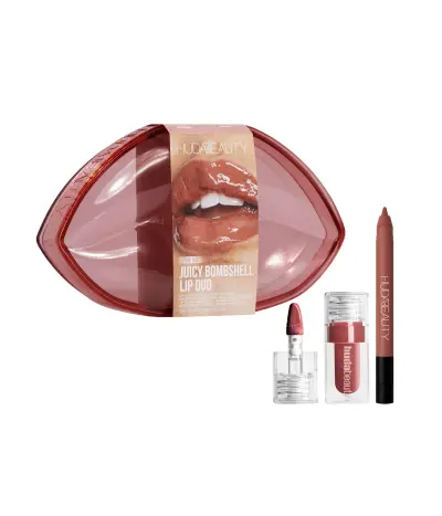 Juicy Bombshell Lip Duo Huda Beauty — embalagem e produto
