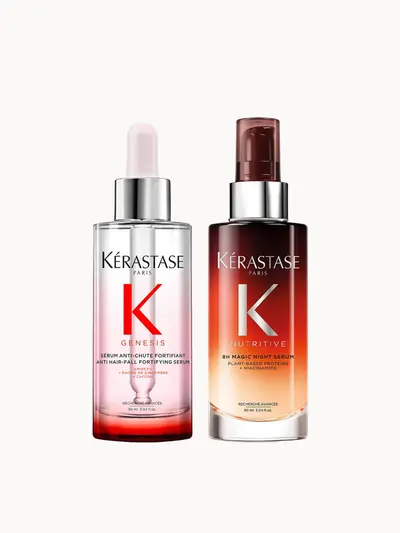Kérastase Magic Power Duo, Genesis Anti-Chute Fortifiant Serum 90ml and Nutritive 8H Night Serum 90ml Kérastase — textura e acabamento
