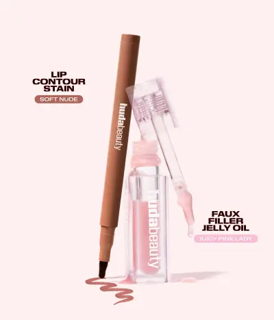 Kiss Me Lip Duo Set – Pink Nude Huda Beauty — textura e acabamento
