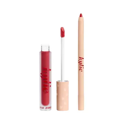 KYLIE COSMETICS Holiday Collection Matte Liquid Lip Kit Red Kylie Cosmetics — textura e acabamento
