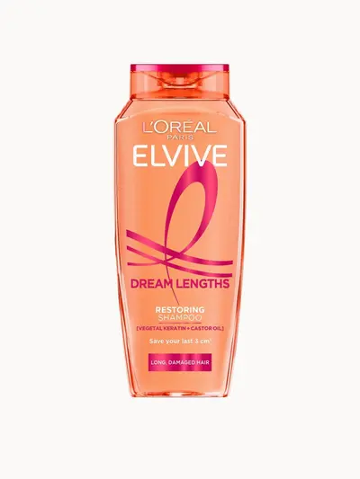 L'Oréal Paris Elvive Dream Lengths Restoring Shampoo with Vegetal Keratin & Castor Oil for Long Hair 500ml L'Oréal Paris — textura e acabamento