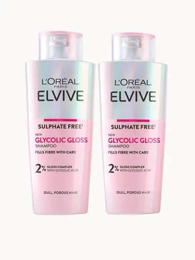 L'Oréal Paris Elvive Glycolic Gloss Double Shampoo Bundle