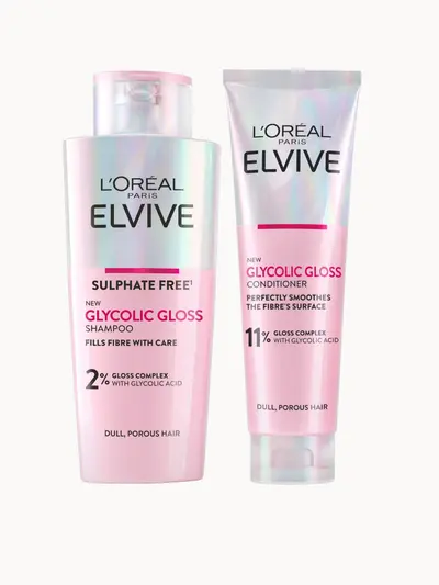 L'Oréal Paris Elvive Glycolic Gloss Shampoo and Conditioner Set for Dull Hair L'Oréal Paris — textura e acabamento
