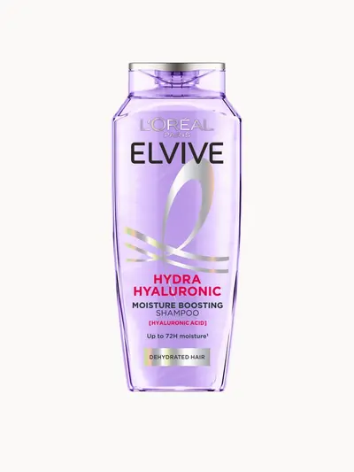 L’Oréal Paris Elvive Hydra Hyaluronic Moisture Boosting Shampoo with Hyaluronic Acid for Dry & Dehydrated Hair 500ml L'Oréal Paris — embalagem e produto