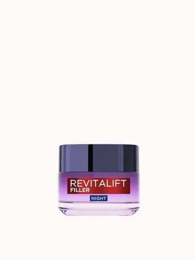 L’Oréal Paris Revitalift Filler Replumping Anti-Ageing Night Cream 50ml L'Oréal Paris — embalagem e produto