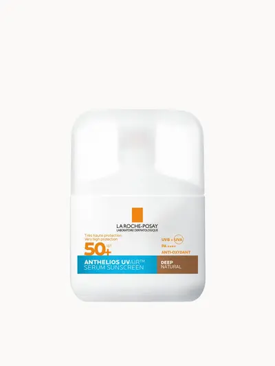 La Roche Posay Anthelios UVAIR Serum Sunscreen SPF50+ Medium with Hyaluronic Acid, Niacinamide & Vitamin E, For all skin types, 50ml La Roche-Posay — embalagem e produto