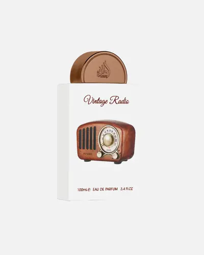 Lattafa Vintage Radio Eau de Parfum — embalagem e produto