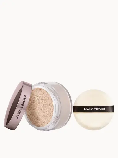 Laura Mercier Translucent Loose Setting Powder 29g & Velour Puff Set (Various Shades) Laura Mercier — embalagem e produto