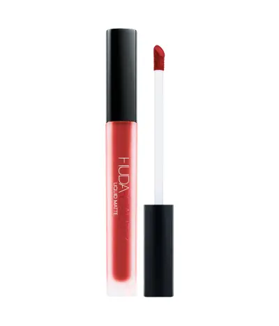 Liquid Matte Ultra-Comfort Transfer-Proof Lipstick Huda Beauty — embalagem e produto