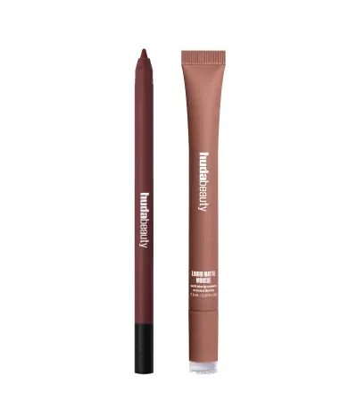 Mocha Mauve Lip Duo Huda Beauty — textura e acabamento