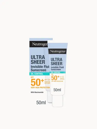 Neutrogena Ultra Sheer Invisible Fluid Sunscreen Oil Control SPF50 Neutrogena — textura e acabamento