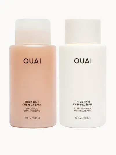 OUAI Thick Hair Bundle OUAI — embalagem e produto