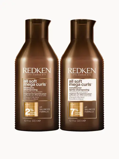 Redken All Soft Mega Curl Hydrating and Nourishing Shampoo and Conditioner Bundle for Curly and Coily Hair