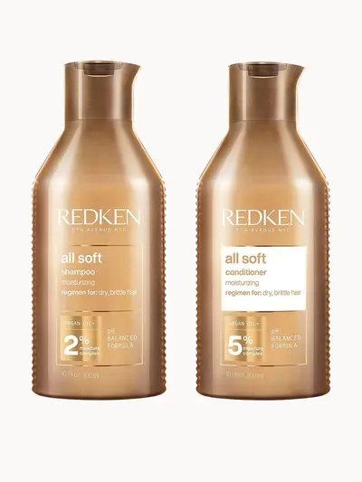 Redken All Soft Shampoo 300ml and Conditioner 300ml Hydrating Bundle to add Softness & Shine for Dry Hair