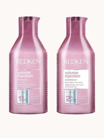 Redken Volume Injection Shampoo 300ml and Conditioner 300ml Set for Fine, Flat Hair, Adds Lift and Volume