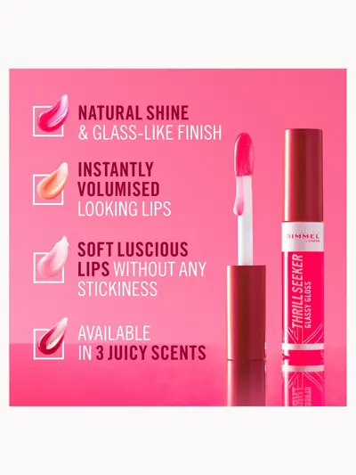 Rimmel London Thrill Seeker Glassy Lip Gloss 10ml (Various Shades) Rimmel London — detalhe 5