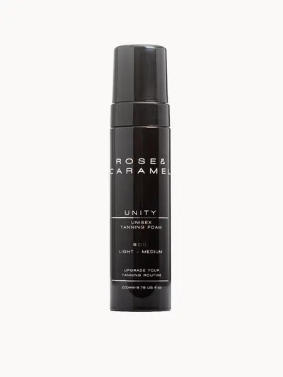 Rose & Caramel Unity Unisex Light Medium Tanning Foam 200ml — embalagem e produto