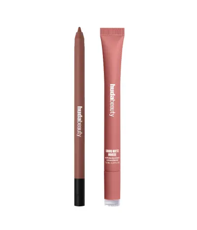 Rosy Nude Lip Duo Huda Beauty — textura e acabamento