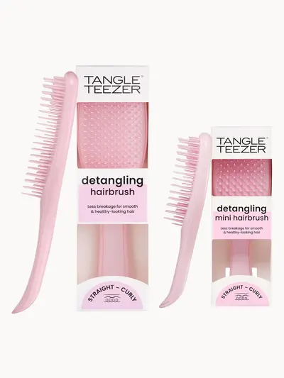 Tangle Teezer Home and Away Detangling Duo Millennial Pink Tangle Teezer — textura e acabamento