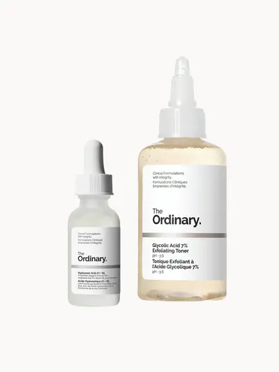 The Ordinary The Glow Collection for Radiant Skin with Hyaluronic and Glycolic Acid The Ordinary — embalagem e produto