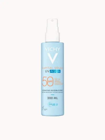 Vichy Capital Soleil UV Aqua Hydrating Invisible Spray SPF50 200ml Vichy — embalagem e produto