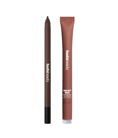 Warm Brown Lip Duo Huda Beauty — textura e acabamento