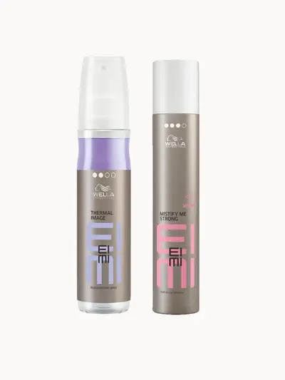 Wella Professionals Care EIMI Thermal Image Heat Protection 150ml with Mistify Me Strong Hairspray 300ml Styling Bundle Wella Professionals — embalagem e produto