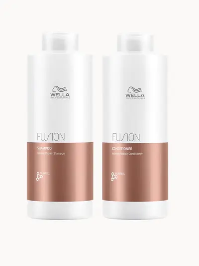 Wella Professionals Fusion Repair Shampoo and Conditioner Super Size Regime Bundle Wella Professionals — embalagem e produto