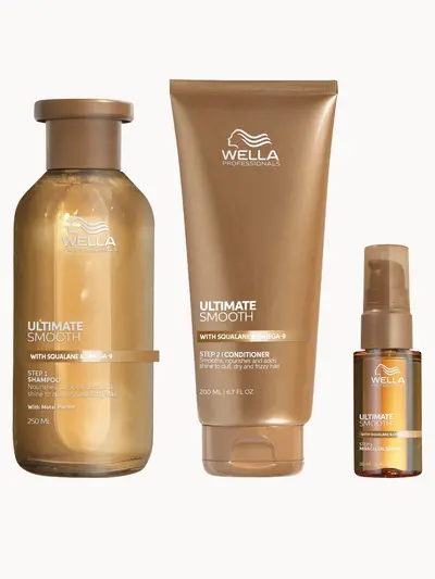 Wella Professionals Ultimate Smooth Regimen Bundle with Squalane & Omega 9 for Dry, Dull & Frizzy Hair Wella Professionals — textura e acabamento