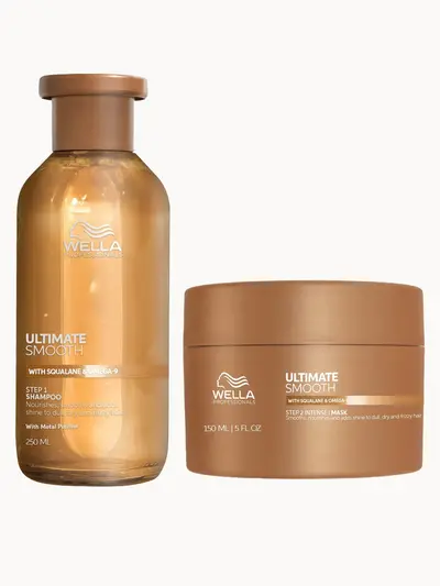 Wella Professionals Ultimate Smooth Shampoo and Mask Bundle for Dry, Dull & Frizzy Hair — textura e acabamento